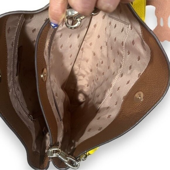 Kate Spade Aubrey Chain Shoulder Bag Pebbled Leather Yellow Tote - Picture 5 of 7